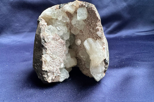 ES-ZM10168 - Clear Apophyllite with Stilbite on Chalcedony