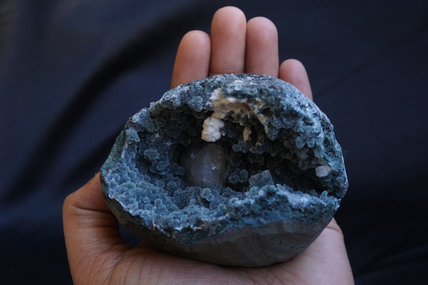 ES-ZM10059 - Chalcedony Geode with Green Apophyllite and Okenite