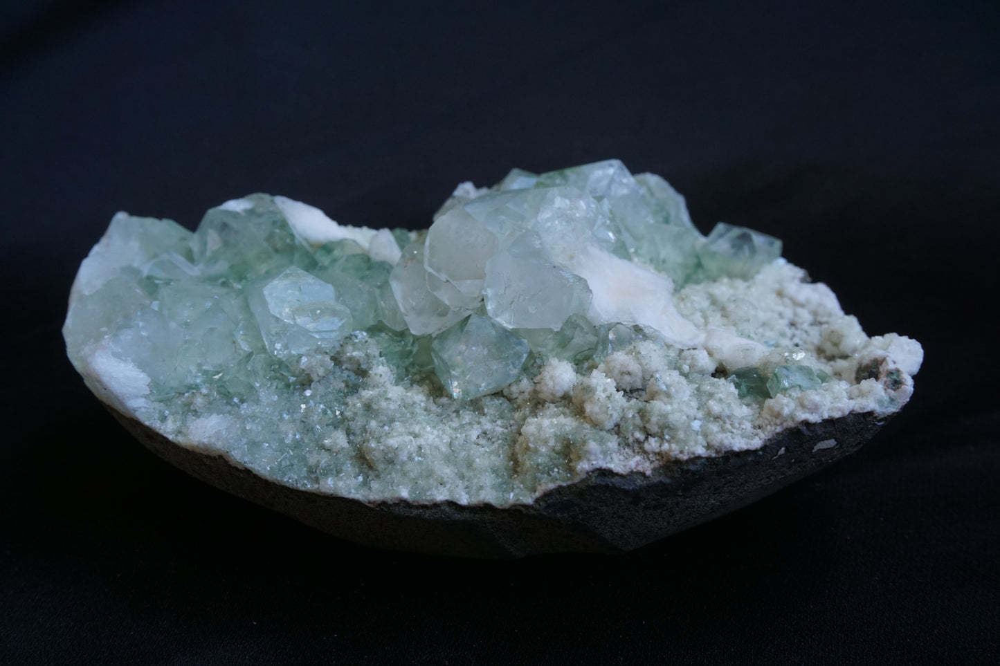 ES-ZM10064 - Green Apophyllite with Stilbite on Chalcedony