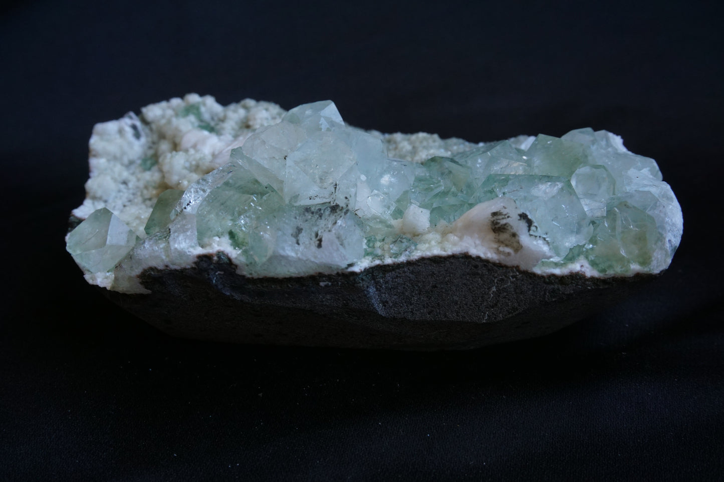 ES-ZM10064 - Green Apophyllite with Stilbite on Chalcedony