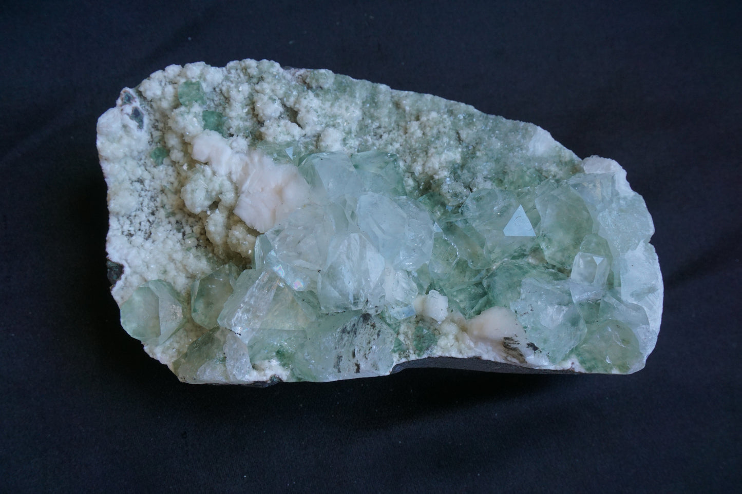 ES-ZM10064 - Green Apophyllite with Stilbite on Chalcedony