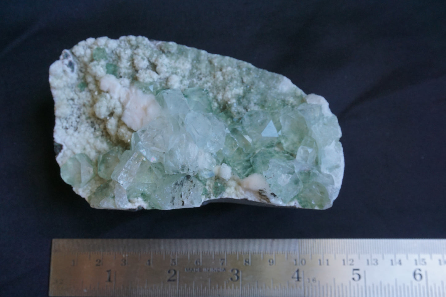 ES-ZM10064 - Green Apophyllite with Stilbite on Chalcedony
