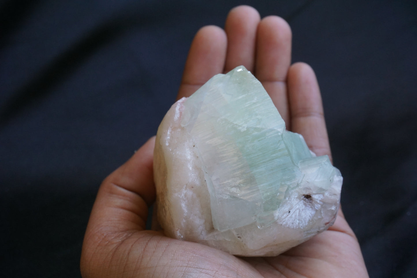 ES-ZM10066 - Big Green Apophyllite on Stilbite
