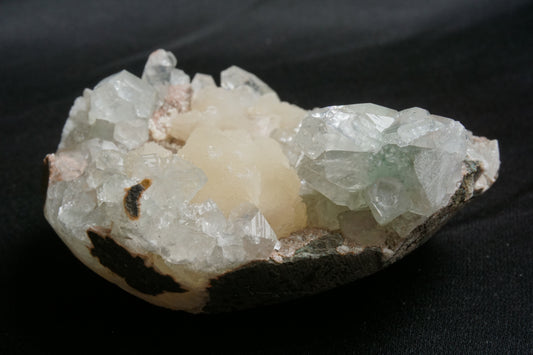 ES-ZM10076 - Clear Apophyllite with Shiny Stilbite on Chalcedony