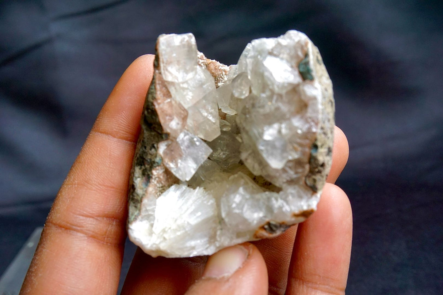 ES-ZM10007 -  Sparkling Green Apophyllite with Stilbite on Chalcedony