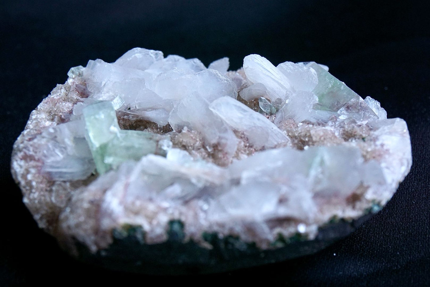 ES-ZM10016 - Stilbite with Green Apophyllite on peach Chalcedony