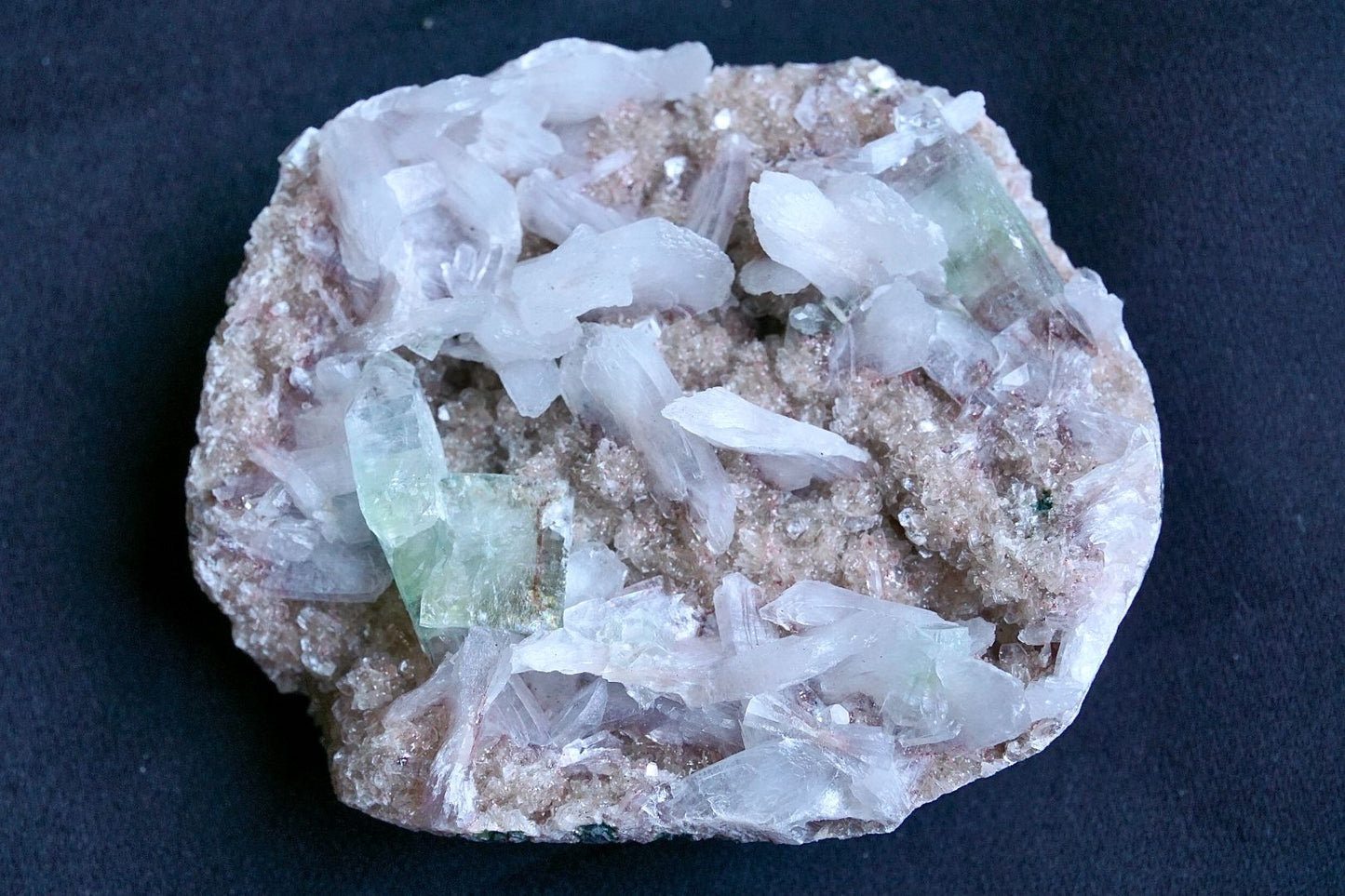 ES-ZM10016 - Stilbite with Green Apophyllite on peach Chalcedony