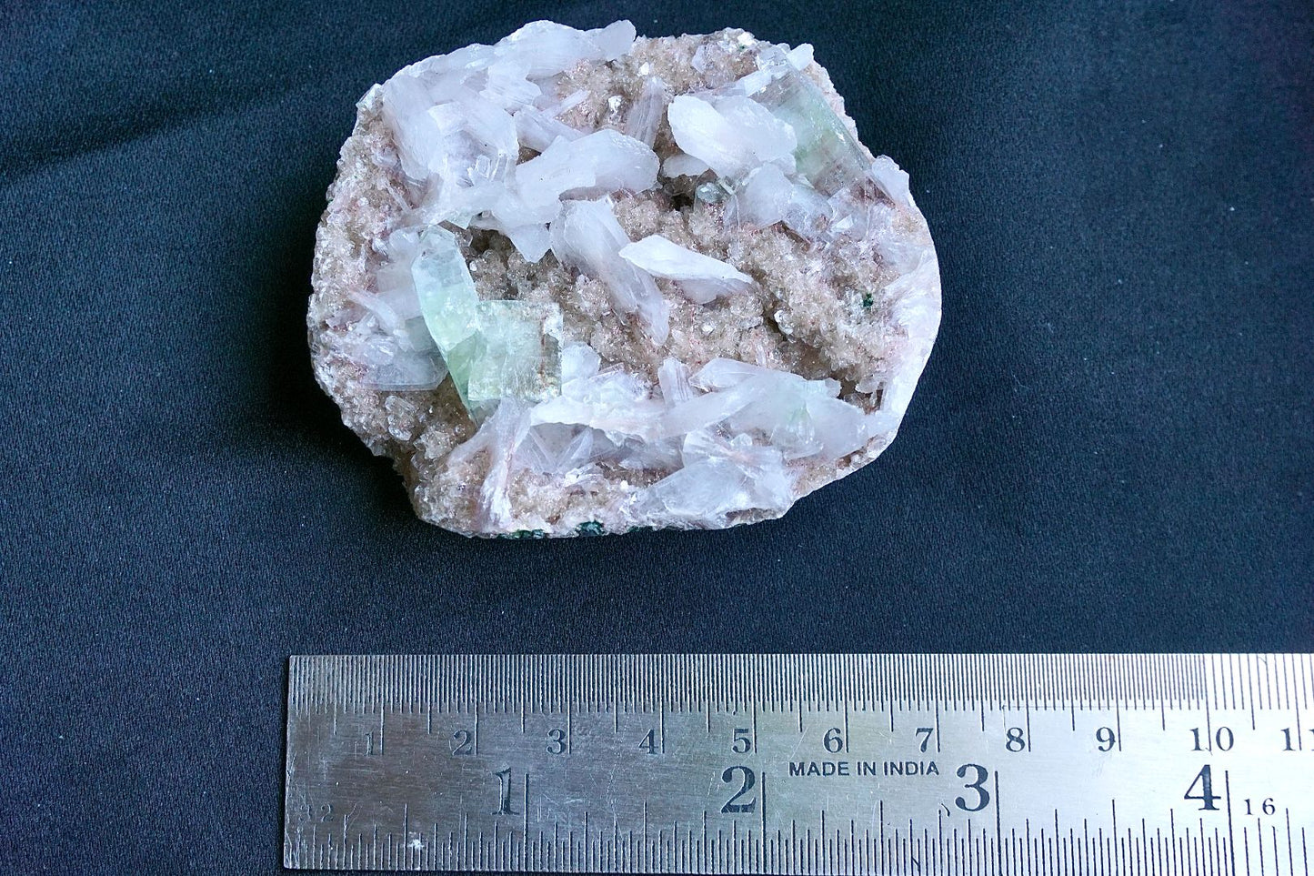 ES-ZM10016 - Stilbite with Green Apophyllite on peach Chalcedony