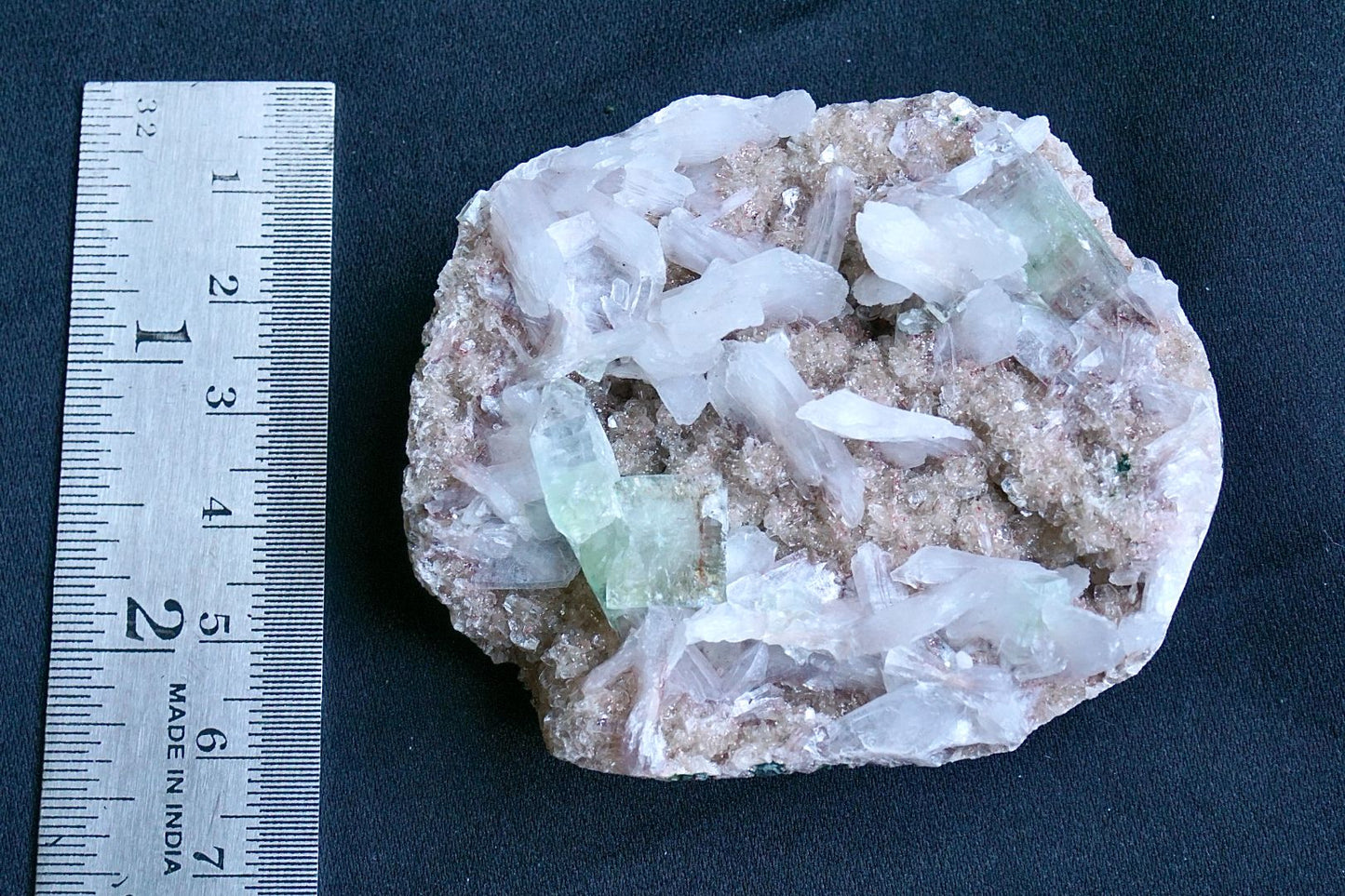 ES-ZM10016 - Stilbite with Green Apophyllite on peach Chalcedony