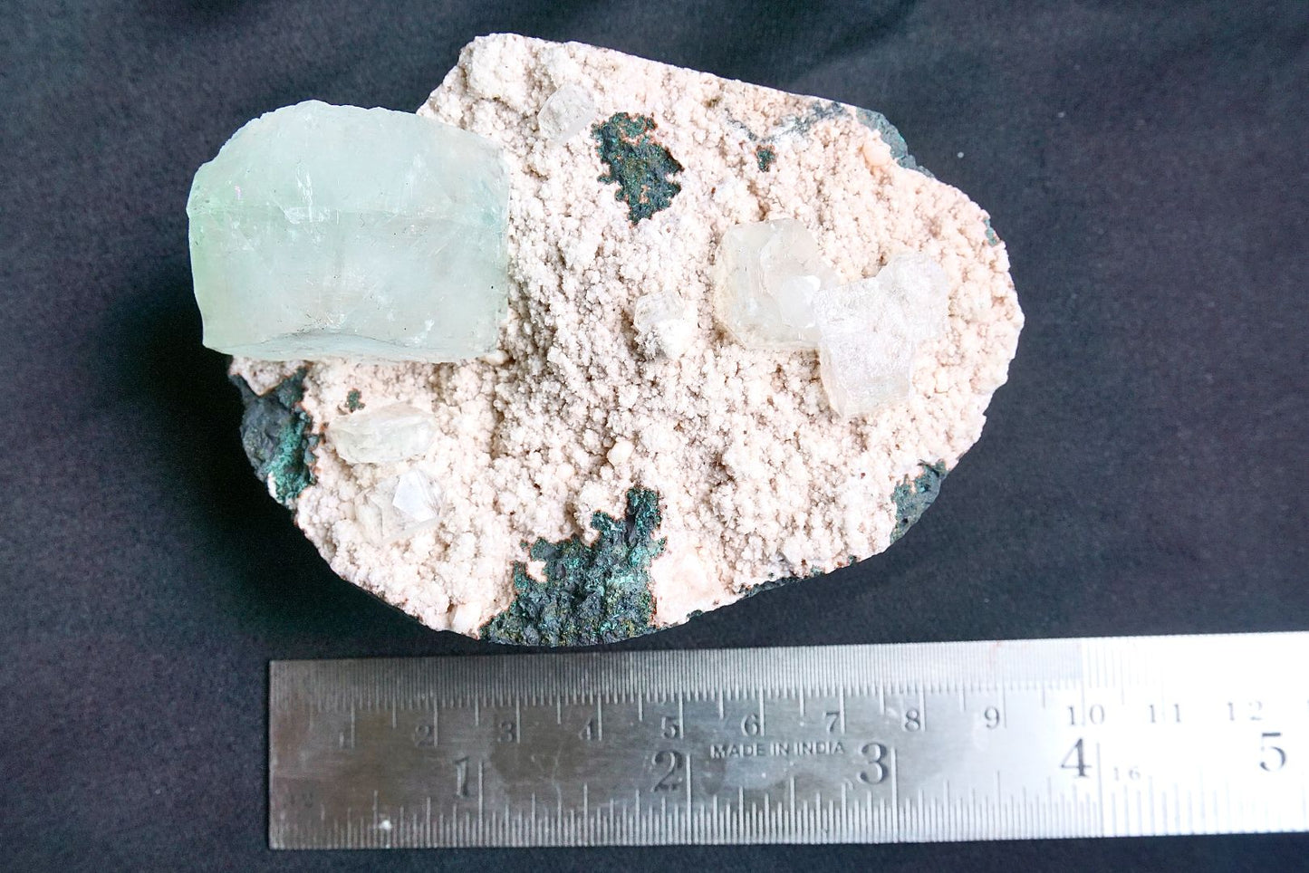 ES-ZM10019 - Big light green Apophyllite crystal on Chalcedony