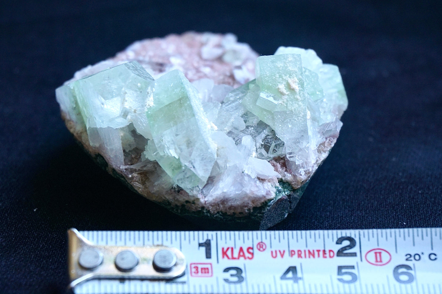 ES-ZM10003 - Sparkling green Apophyllite with Stilbite on Chalcedony