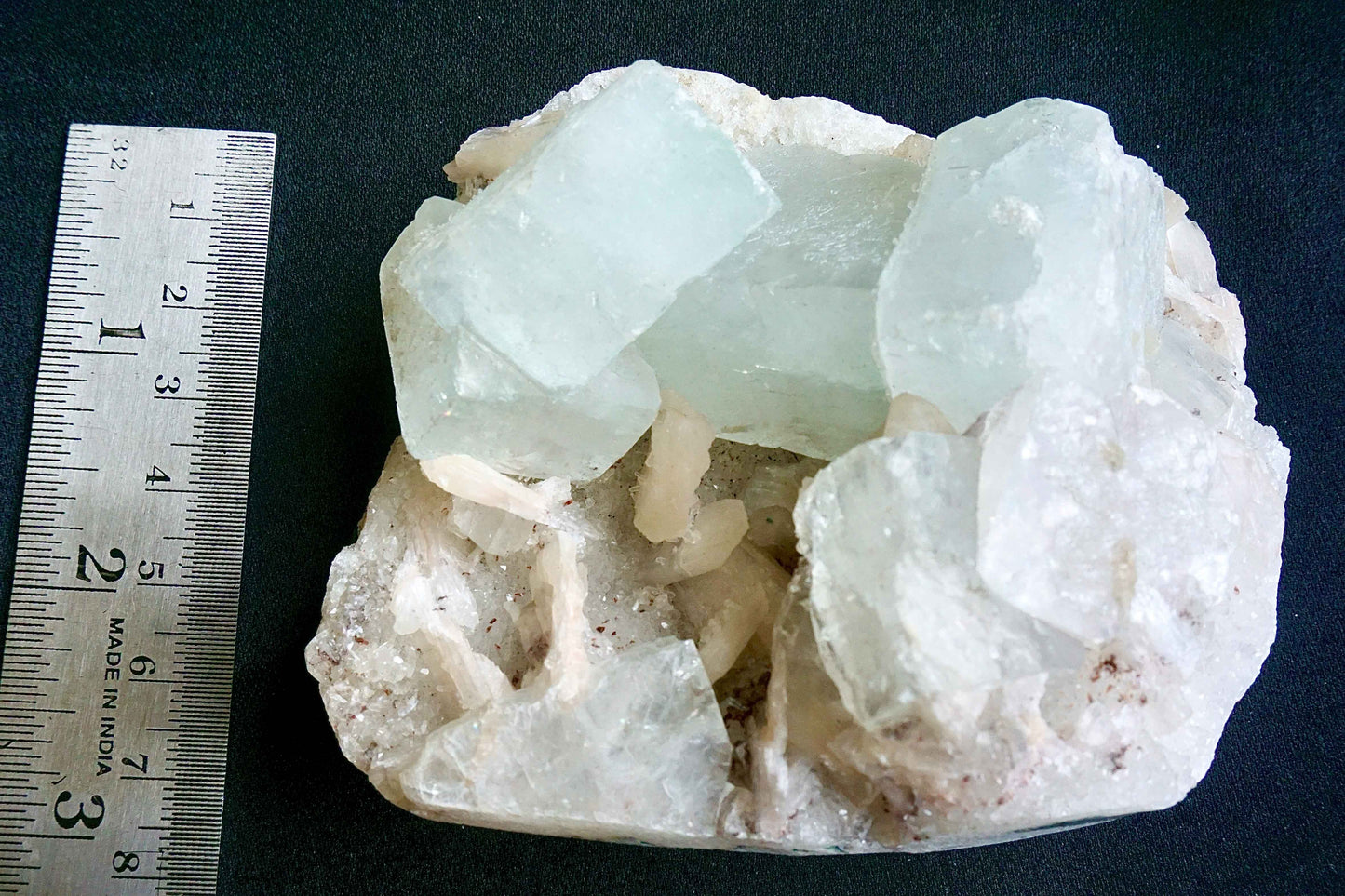 ES-ZM10056 - Apophyllite cubes with Stilbite on Chalcedony