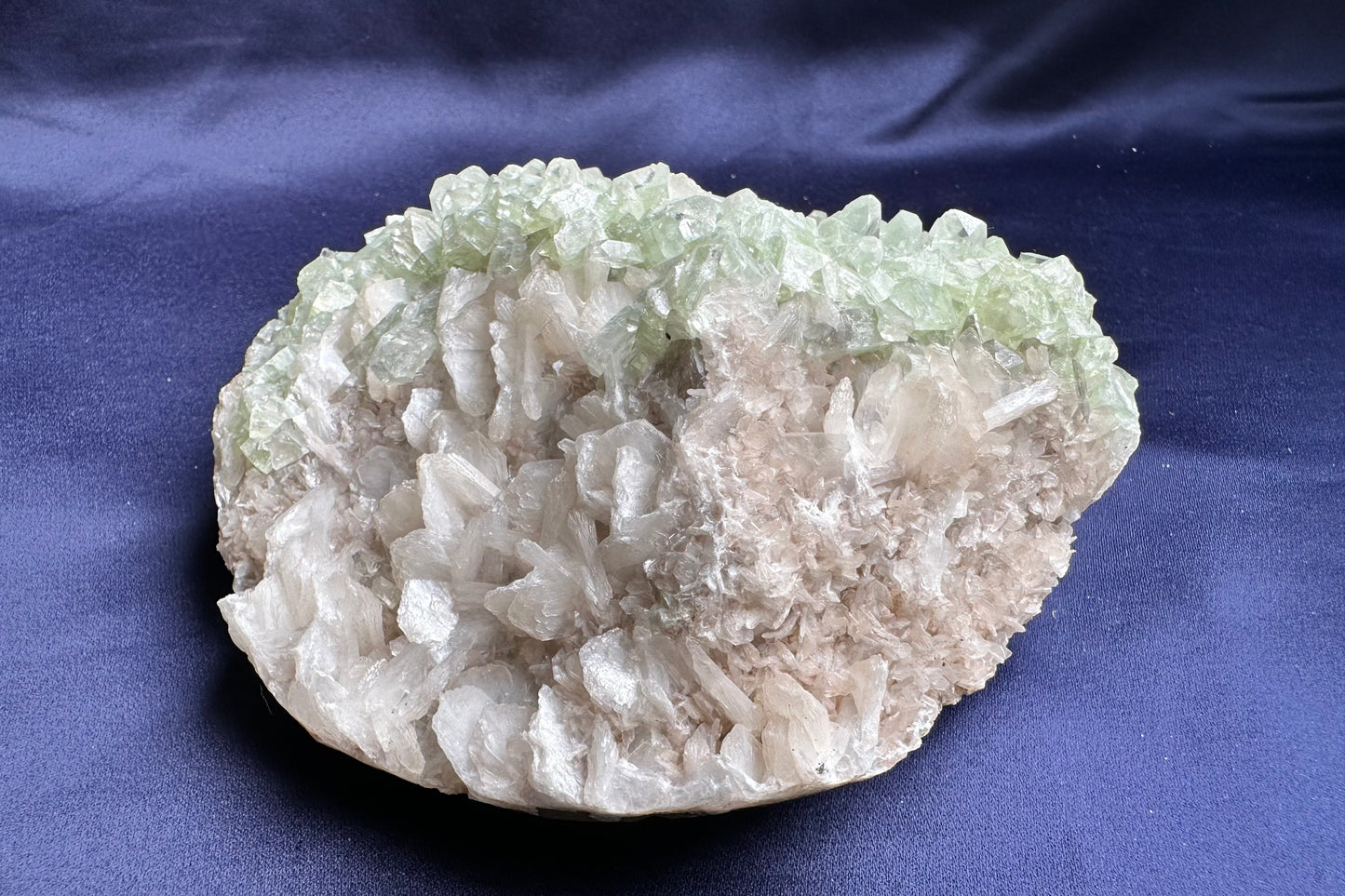 ES-ZM10171 - Green Apophyllite with shiny White Stilbite