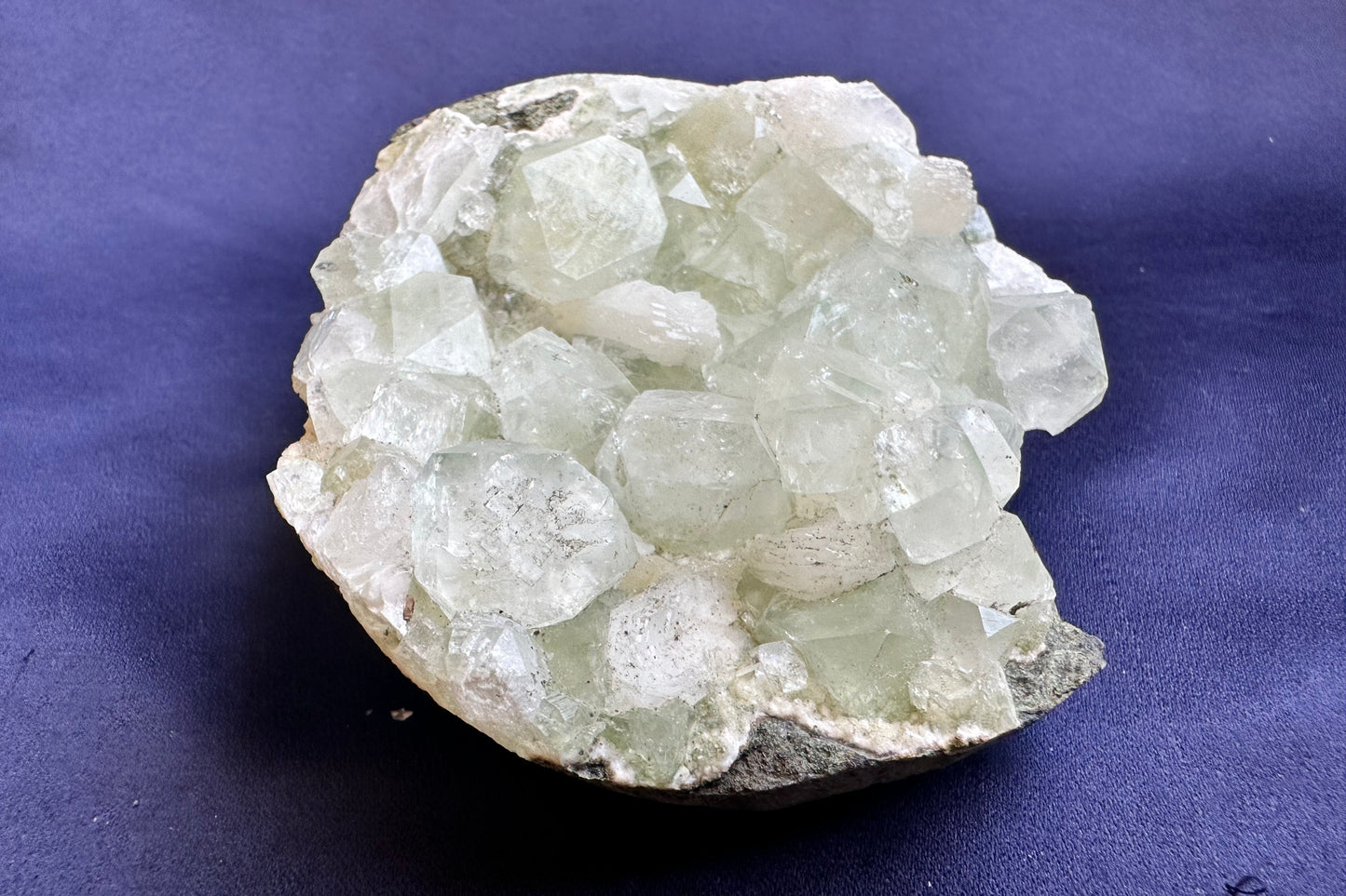 ES-ZM10111 - Green Apophyllite with white shiny Stilbite