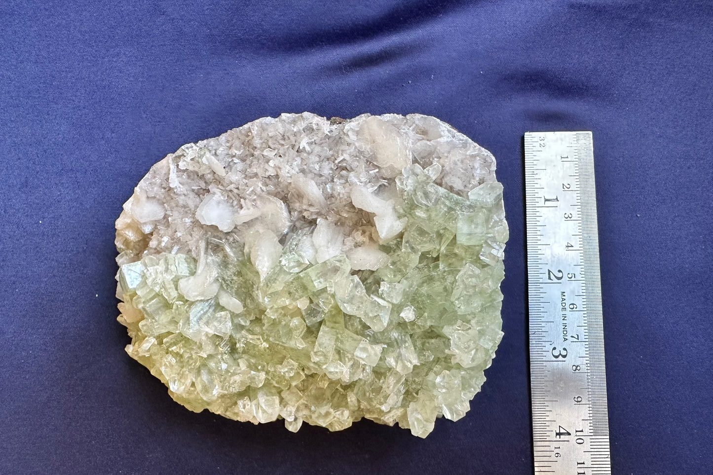 ES-ZM10158 - Green Apophyllite with tiny white Stilbite