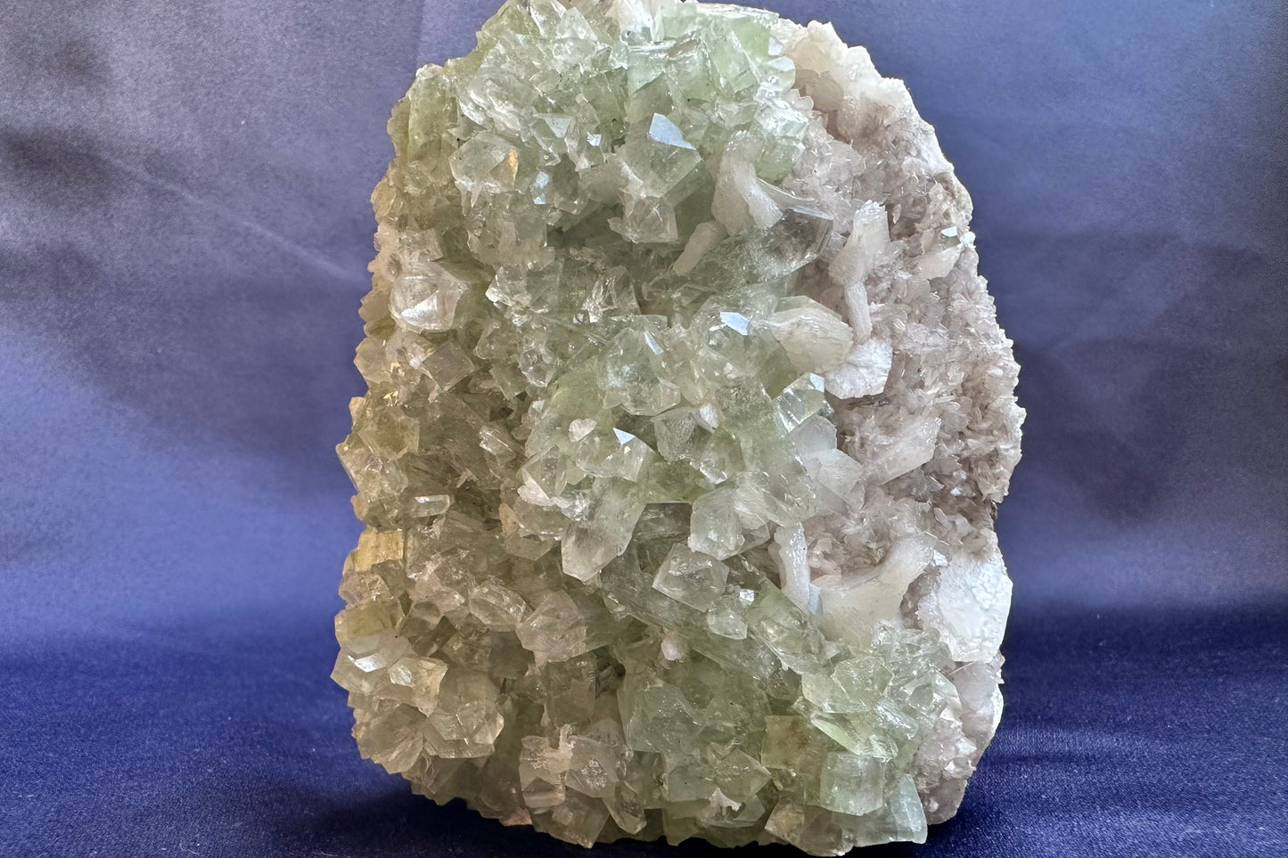 ES-ZM10158 - Green Apophyllite with tiny white Stilbite