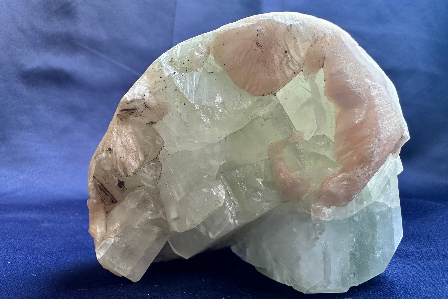 ES-ZM10162 - Big Green Apophyllite cube with Peach Stilbite