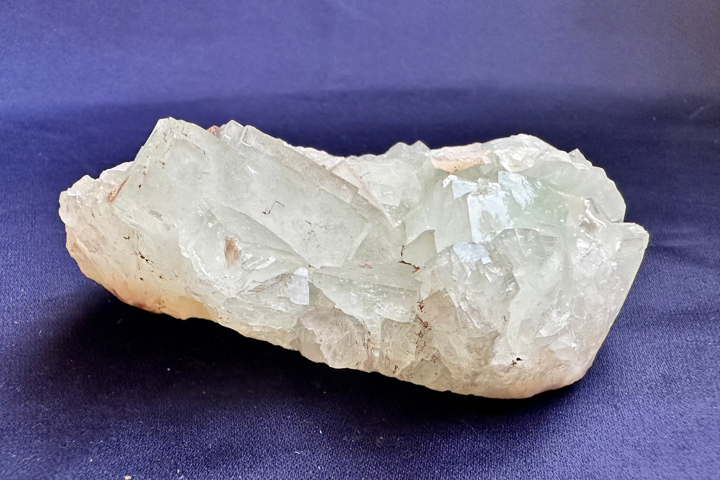 ES-ZM10133 - Big Green Apophyllite cube with tiny Stilbite specimen