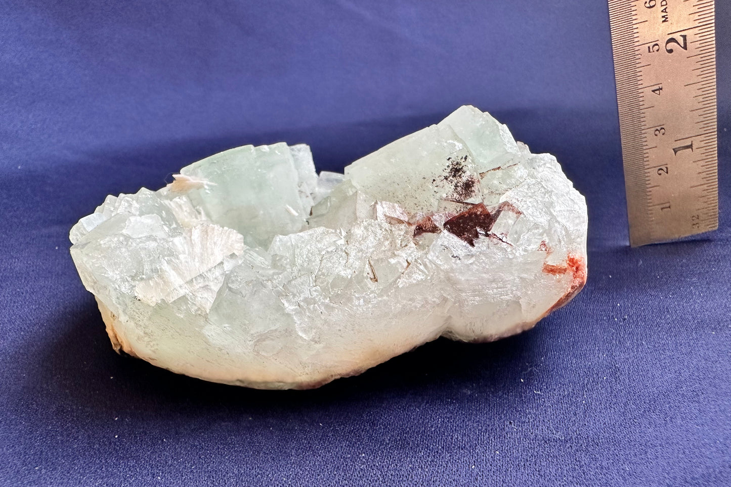 ES-ZM10133 - Big Green Apophyllite cube with tiny Stilbite specimen