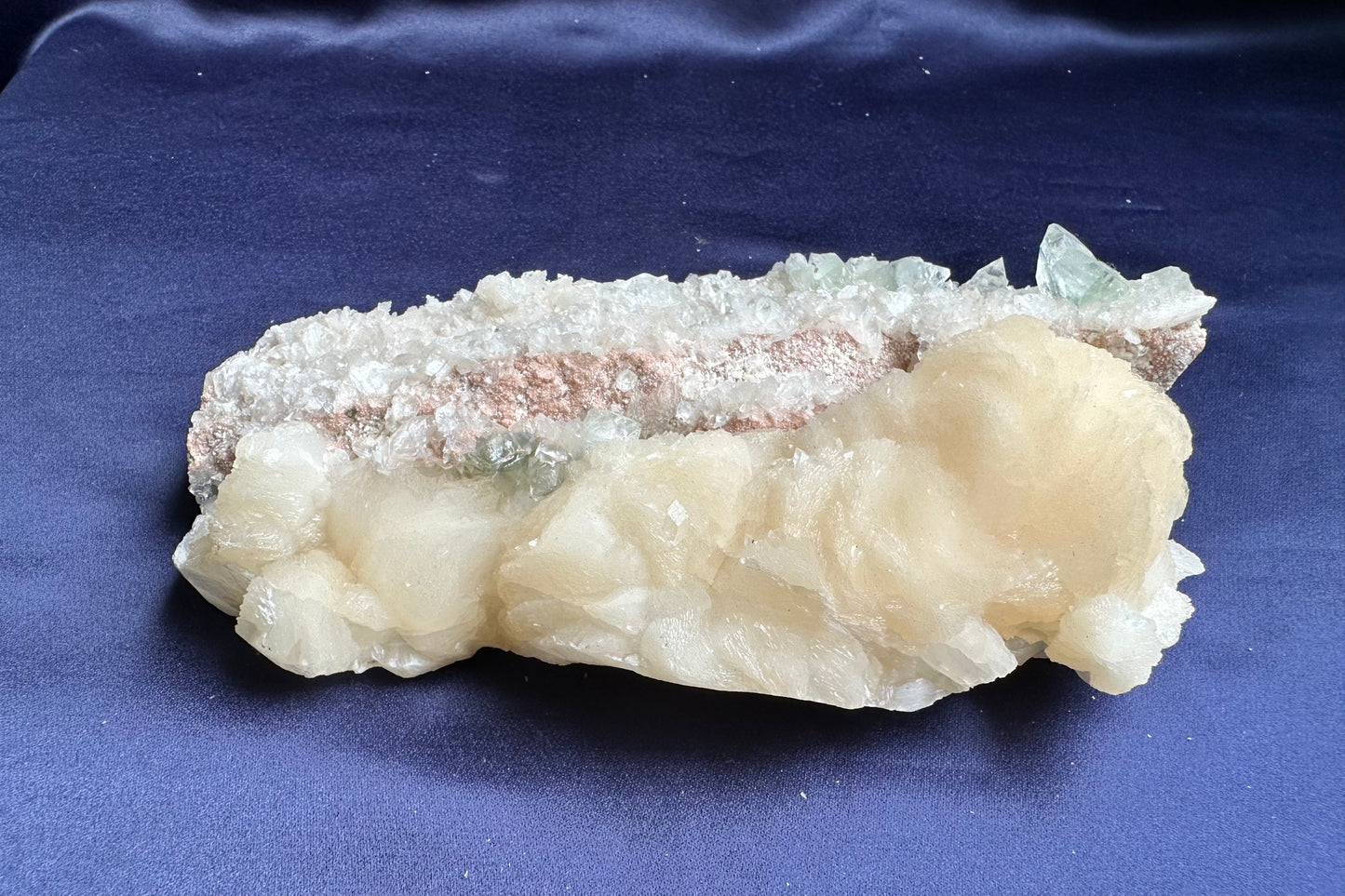 ES-ZM10197 - Green Apophyllite with Stilbite and Chalcedony