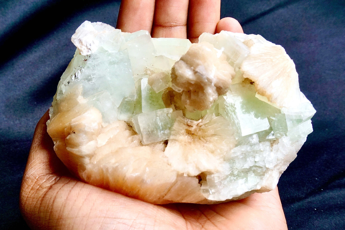 ES-ZM10038 - Green Apohyllite with peach Stilbite